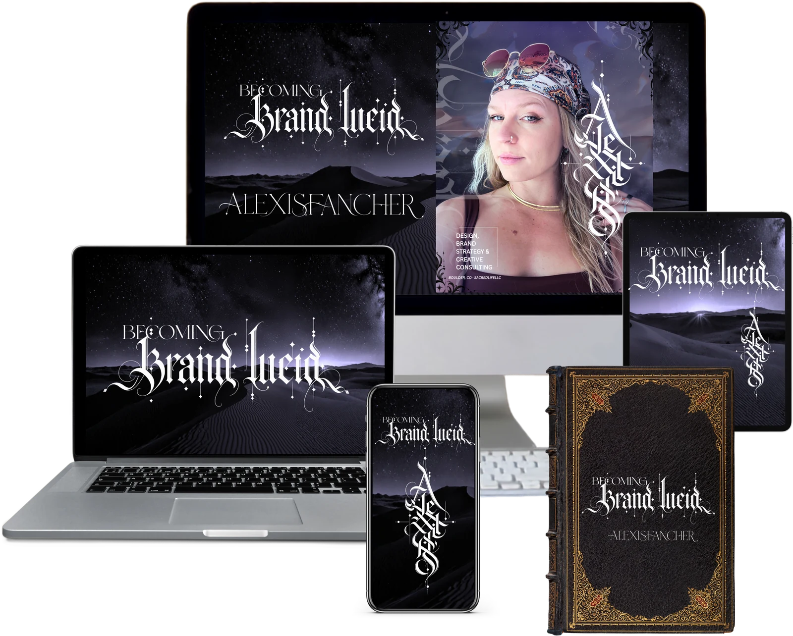 A brand landing page shown on a laptop and phone.